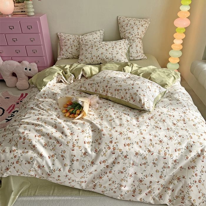 91家纺网 家纺一手货源 找家纺 千朵 2023新款全棉生态磨毛四件套 清新花研