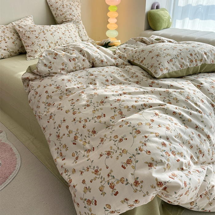 91家纺网 家纺一手货源 找家纺 千朵 2023新款全棉生态磨毛四件套 清新花研