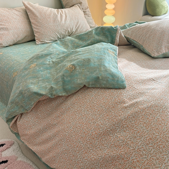 91家纺网 家纺一手货源 找家纺 千朵 2023新款全棉生态磨毛四件套 甜汐