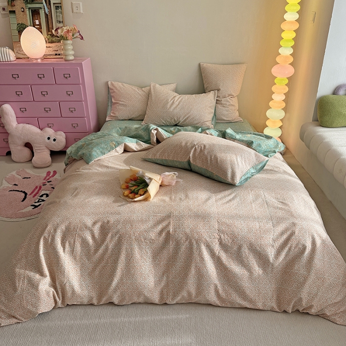 91家纺网 家纺一手货源 找家纺 千朵 2023新款全棉生态磨毛四件套 甜汐