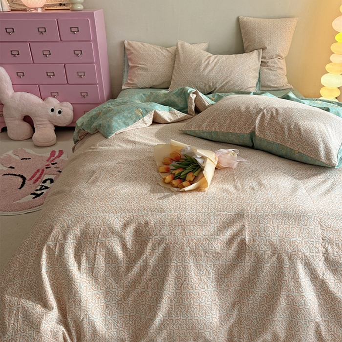 91家纺网 家纺一手货源 找家纺 千朵 2023新款全棉生态磨毛四件套 甜汐