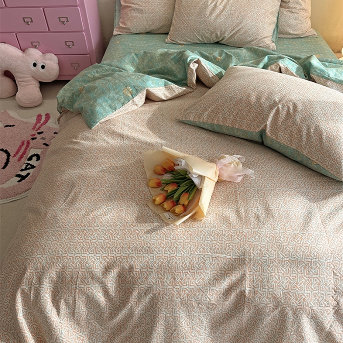 91家纺网 家纺一手货源 找家纺 千朵 2023新款全棉生态磨毛四件套 甜汐