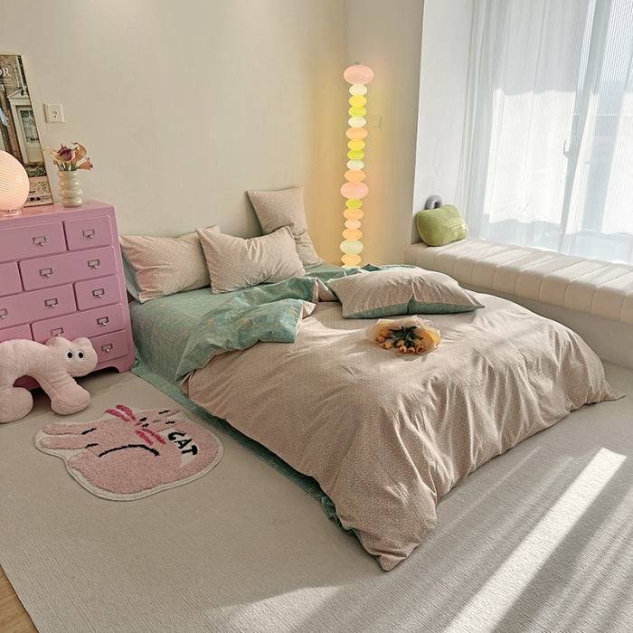 91家纺网 家纺一手货源 找家纺 千朵 2023新款全棉生态磨毛四件套 甜汐