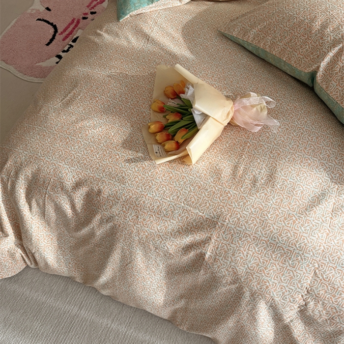 91家纺网 家纺一手货源 找家纺 千朵 2023新款全棉生态磨毛四件套 甜汐