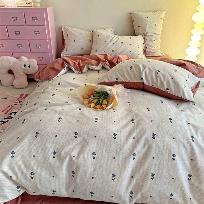 91家纺网 家纺一手货源 找家纺 千朵 2023新款全棉生态磨毛四件套 幸运旋律