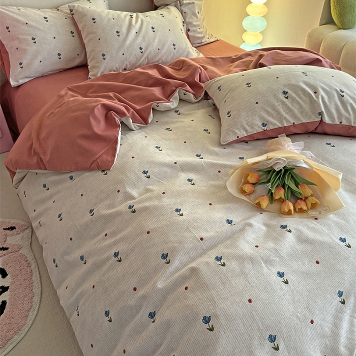 91家纺网 家纺一手货源 找家纺 千朵 2023新款全棉生态磨毛四件套 幸运旋律