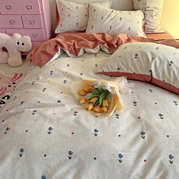 91家纺网 家纺一手货源 找家纺 千朵 2023新款全棉生态磨毛四件套 幸运旋律