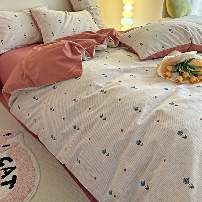 91家纺网 家纺一手货源 找家纺 千朵 2023新款全棉生态磨毛四件套 幸运旋律