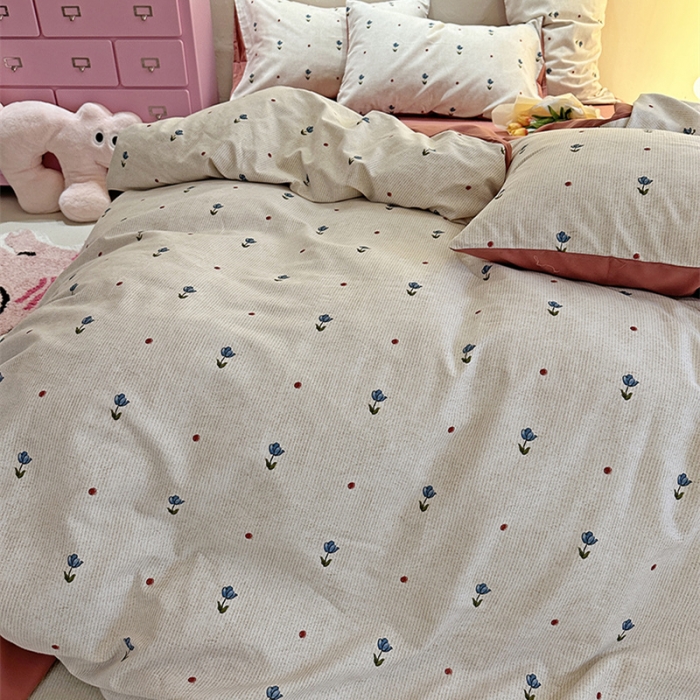 91家纺网 家纺一手货源 找家纺 千朵 2023新款全棉生态磨毛四件套 幸运旋律