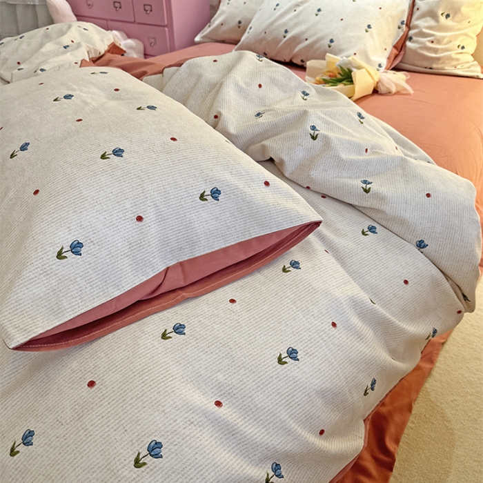 91家纺网 家纺一手货源 找家纺 千朵 2023新款全棉生态磨毛四件套 幸运旋律