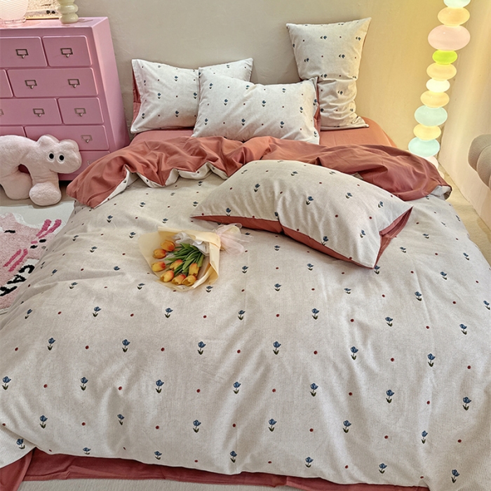 91家纺网 家纺一手货源 找家纺 千朵 2023新款全棉生态磨毛四件套 幸运旋律