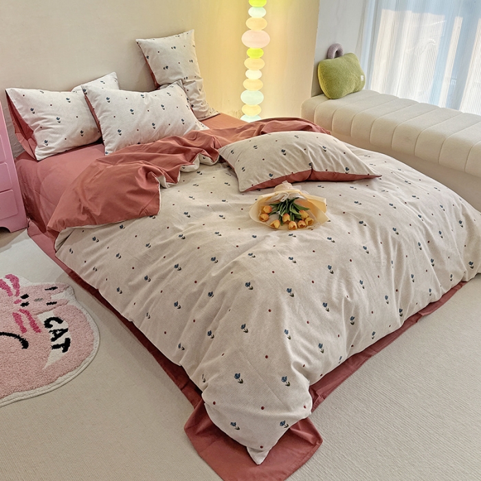 91家纺网 家纺一手货源 找家纺 千朵 2023新款全棉生态磨毛四件套 幸运旋律