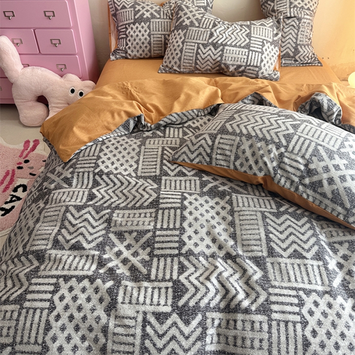 91家纺网 家纺一手货源 找家纺 千朵 2023新款全棉生态磨毛四件套 雅茗