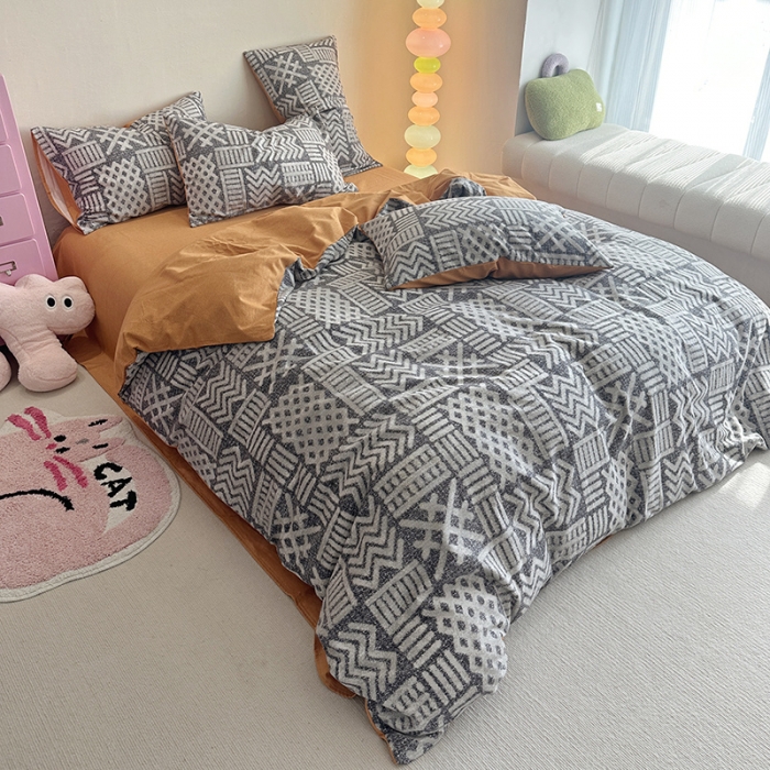 91家纺网 家纺一手货源 找家纺 千朵 2023新款全棉生态磨毛四件套 雅茗