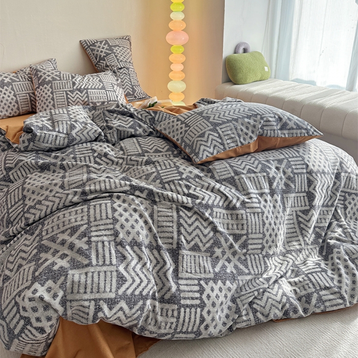 91家纺网 家纺一手货源 找家纺 千朵 2023新款全棉生态磨毛四件套 雅茗