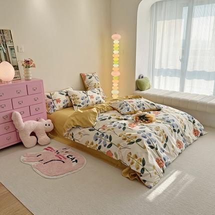 91家纺网 家纺一手货源 找家纺 千朵 2023新款全棉生态磨毛四件套 研茵