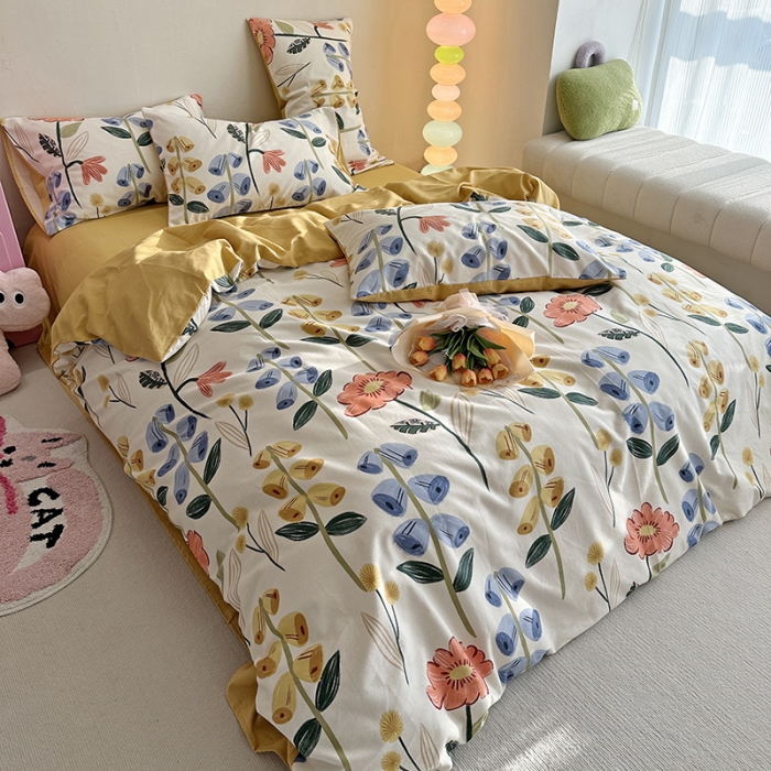 91家纺网 家纺一手货源 找家纺 千朵 2023新款全棉生态磨毛四件套 研茵