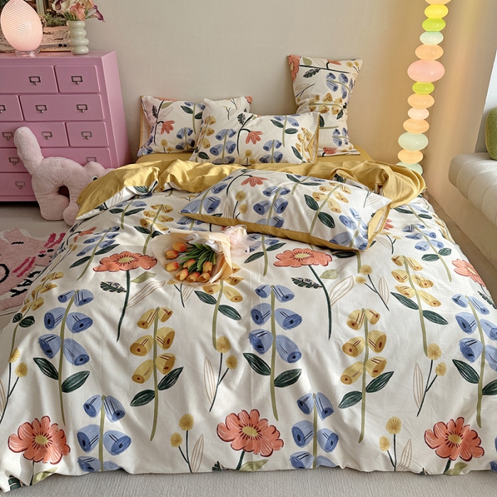 91家纺网 家纺一手货源 找家纺 千朵 2023新款全棉生态磨毛四件套 研茵