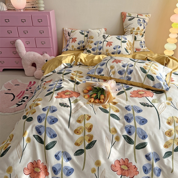 91家纺网 家纺一手货源 找家纺 千朵 2023新款全棉生态磨毛四件套 研茵