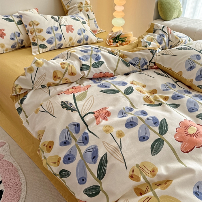 91家纺网 家纺一手货源 找家纺 千朵 2023新款全棉生态磨毛四件套 研茵