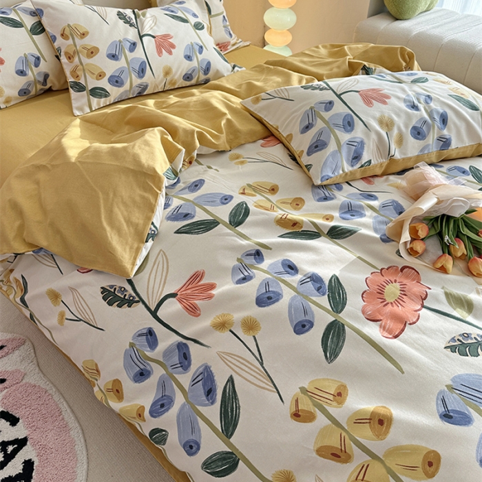 91家纺网 家纺一手货源 找家纺 千朵 2023新款全棉生态磨毛四件套 研茵