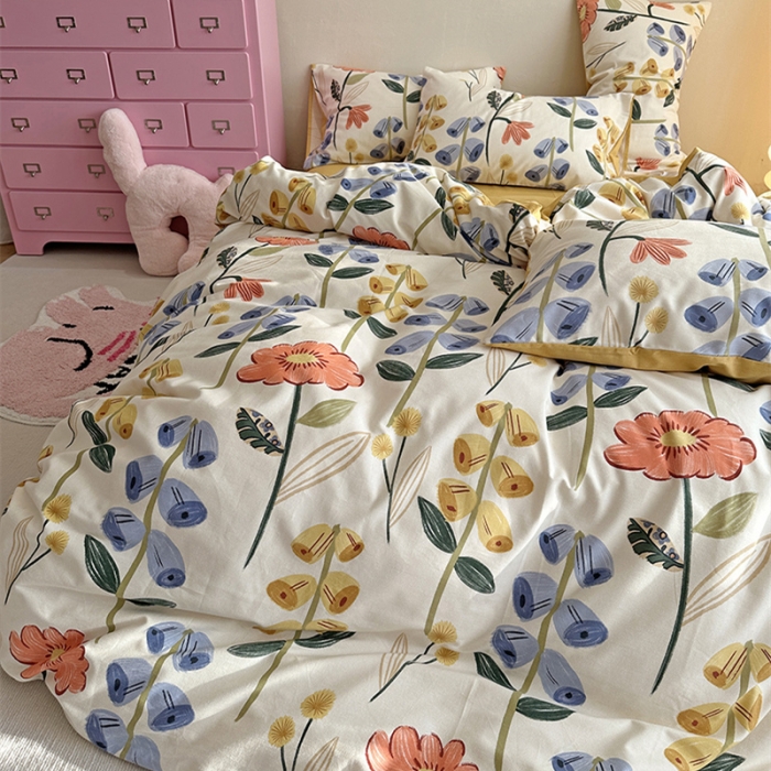 91家纺网 家纺一手货源 找家纺 千朵 2023新款全棉生态磨毛四件套 研茵