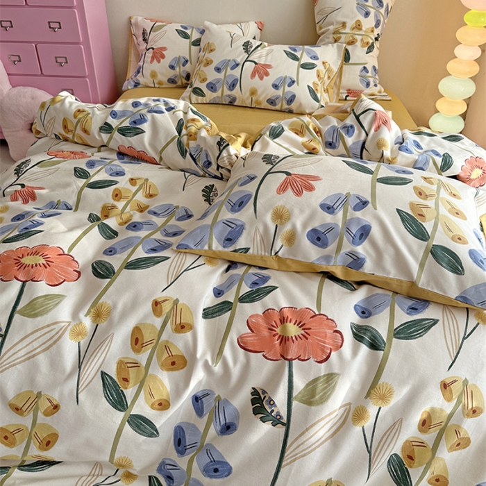 91家纺网 家纺一手货源 找家纺 千朵 2023新款全棉生态磨毛四件套 研茵