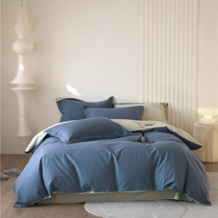 91家纺网 家纺一手货源 找家纺 薏思 2025新款纯色全棉生态磨毛纯棉四件套系列 海盐蓝绿