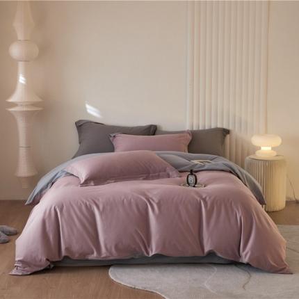 91家纺网 家纺一手货源 找家纺 薏思 2025新款纯色全棉生态磨毛纯棉四件套系列 蜜豆莫奈灰