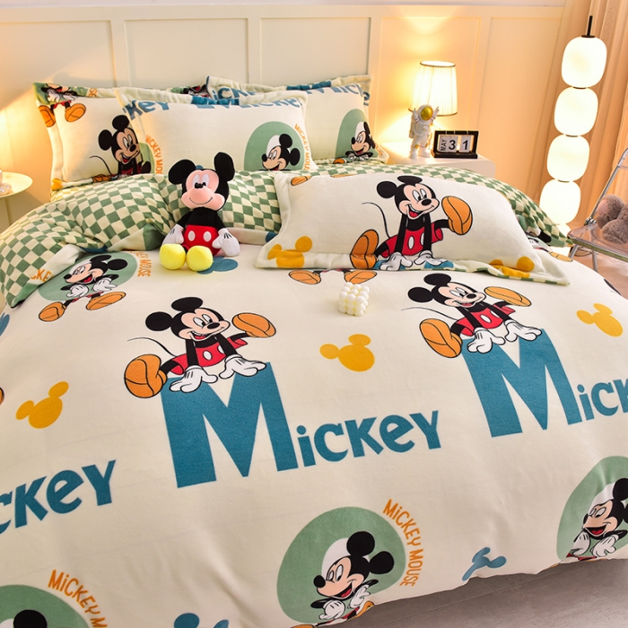 91家纺网 家纺一手货源 找家纺 （总）简一 2024新款高克重牛奶绒四件套迪士尼系列可定制带买家秀