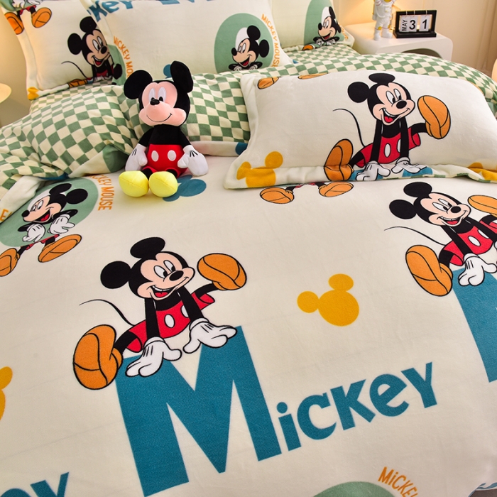 91家纺网 家纺一手货源 找家纺 （总）简一 2024新款高克重牛奶绒四件套迪士尼系列可定制带买家秀