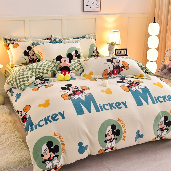 91家纺网 家纺一手货源 找家纺 （总）简一 2024新款高克重牛奶绒四件套迪士尼系列可定制带买家秀