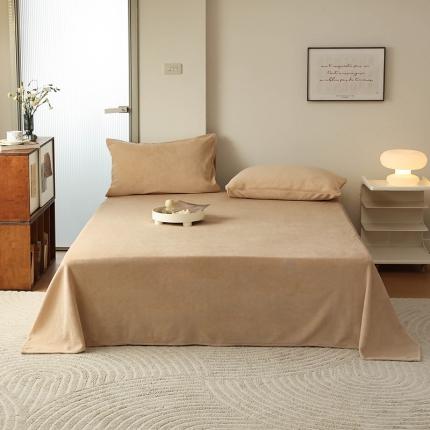 猪先生 2023新款牛奶绒纯色单品床单 奶咖