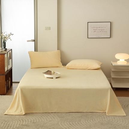 猪先生 2023新款牛奶绒纯色单品床单 奶油黄