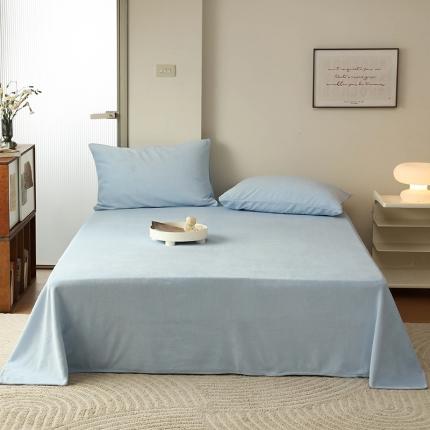 猪先生 2023新款牛奶绒纯色单品床单 婴儿蓝