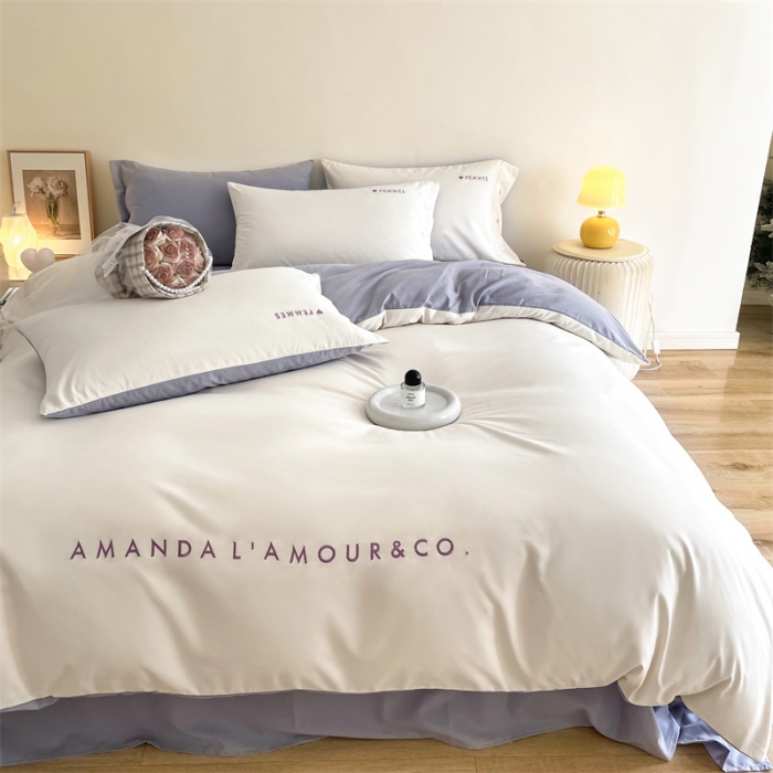 91家纺网 家纺一手货源 找家纺 布可 2025秋冬新款云朵绒轻奢刺绣四件套-慕斯 慕斯-白桃色