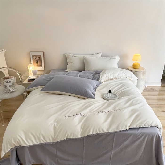 91家纺网 家纺一手货源 找家纺 布可 2025秋冬新款云朵绒轻奢刺绣四件套-慕斯 慕斯-白桃色