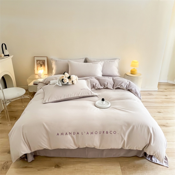 91家纺网 家纺一手货源 找家纺 布可 2025秋冬新款云朵绒轻奢刺绣四件套-慕斯 慕斯-戴妃粉