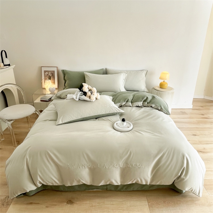 91家纺网 家纺一手货源 找家纺 布可 2025秋冬新款云朵绒轻奢刺绣四件套-慕斯 慕斯-琉璃绿