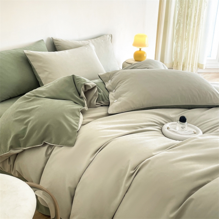 91家纺网 家纺一手货源 找家纺 布可 2025秋冬新款云朵绒轻奢刺绣四件套-慕斯 慕斯-琉璃绿