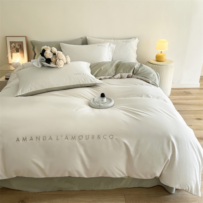 91家纺网 家纺一手货源 找家纺 布可 2025秋冬新款云朵绒轻奢刺绣四件套-慕斯 慕斯-木果色