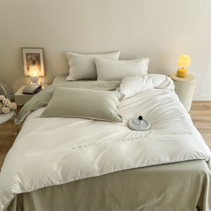 91家纺网 家纺一手货源 找家纺 布可 2025秋冬新款云朵绒轻奢刺绣四件套-慕斯 慕斯-木果色