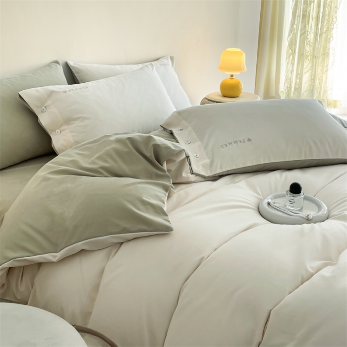 91家纺网 家纺一手货源 找家纺 布可 2025秋冬新款云朵绒轻奢刺绣四件套-慕斯 慕斯-木果色