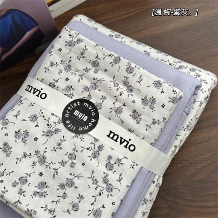 荣轩家居 2023新款全棉针织棉套件 温婉-紫灰