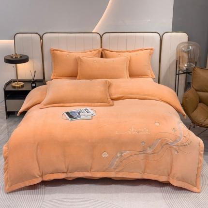 91家纺网 家纺一手货源 找家纺 （总）慕克斯 2025直播新款高克重8.5斤纯色刺绣牛奶绒四件套