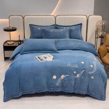 91家纺网 家纺一手货源 找家纺 （总）慕克斯 2025直播新款高克重8.5斤纯色刺绣牛奶绒四件套