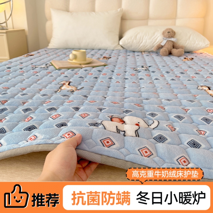 91家纺网 家纺一手货源 找家纺 (总) 丽诺床垫 2023新款抗菌防螨牛奶绒床护垫