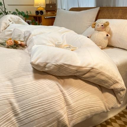 91家纺网 家纺一手货源 找家纺 （总）莱茵 2024新款高克重牛奶绒雕花烂花简单款四件套