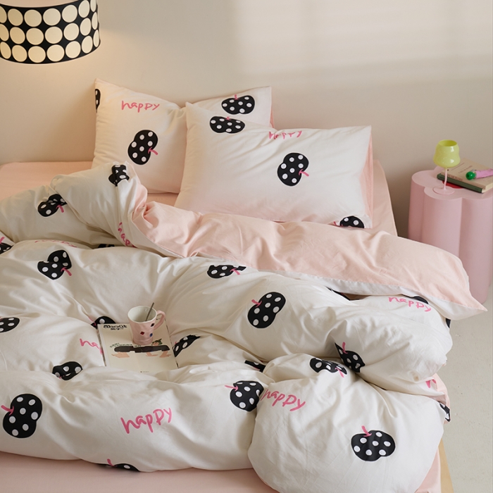 91家纺网 家纺一手货源 找家纺 原研 2023新款40支全棉13070印花四件套--野兽派 波点苹果