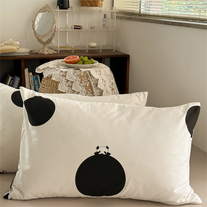 91家纺网 家纺一手货源 找家纺 洋铭区 2023新款全棉单品床笠黑点熊猫